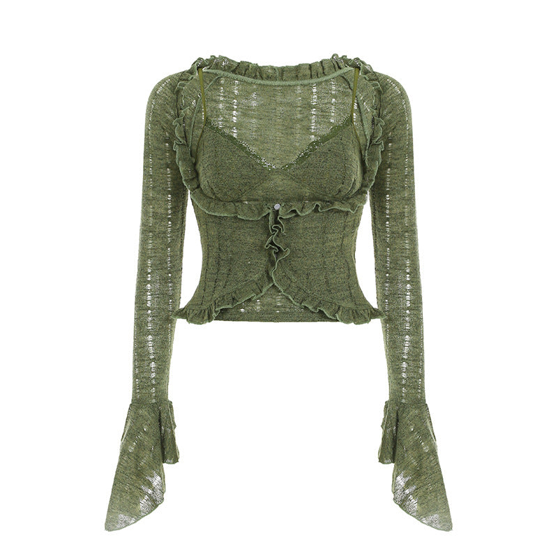French Boho Chic Two-Piece Blouse Set