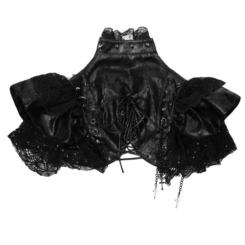 Regency Lace & Rivet Leather Shawl