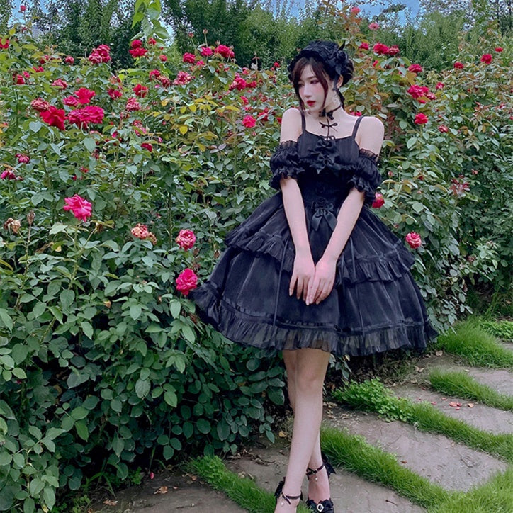 Dark Sweetheart Harajuku Cosplay Spliced Mini Dress
