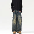 Utility Distressed Wide-Leg Denim
