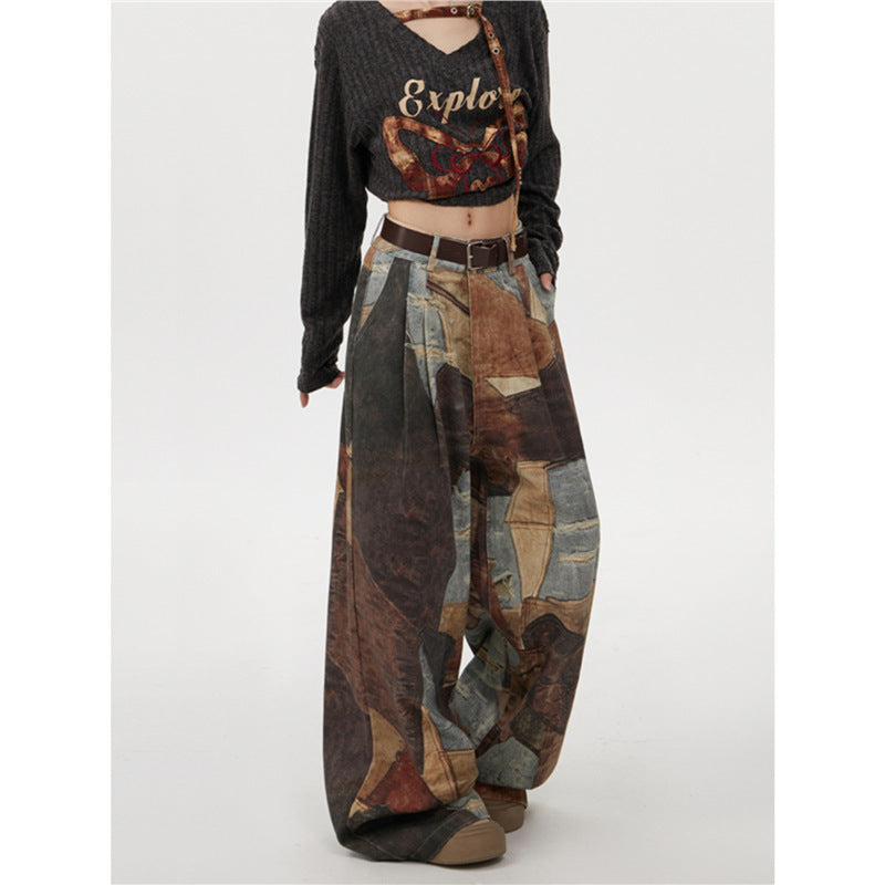 Y2K Vintage Print Wide-Leg Pants