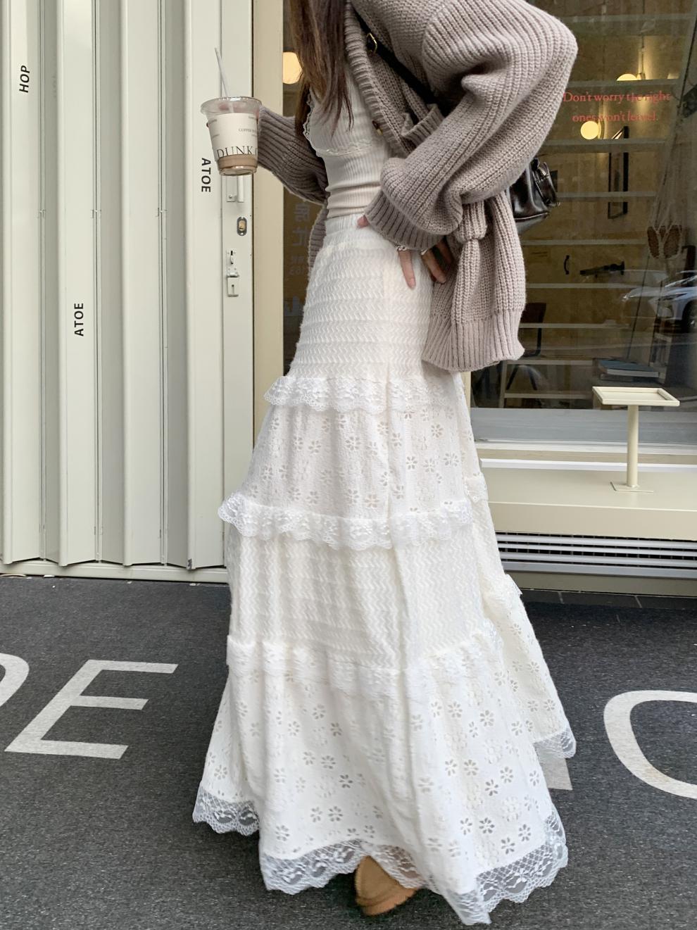 Dark Romance Lace Layered A-Line Maxi Skirt