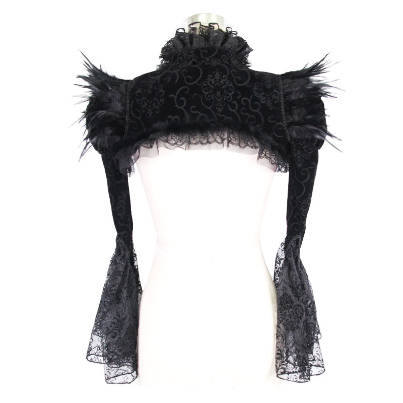 Gothic Steampunk Lotus Sleeve Feather Shawl