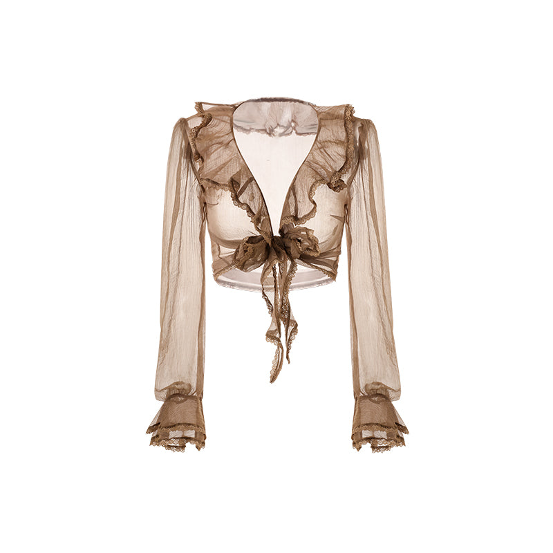 Soft Girl Lightweight Ruffle Cotton Gauze Top