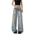 Women's American-style Retro 3D Printed Washed Wide-leg Pants