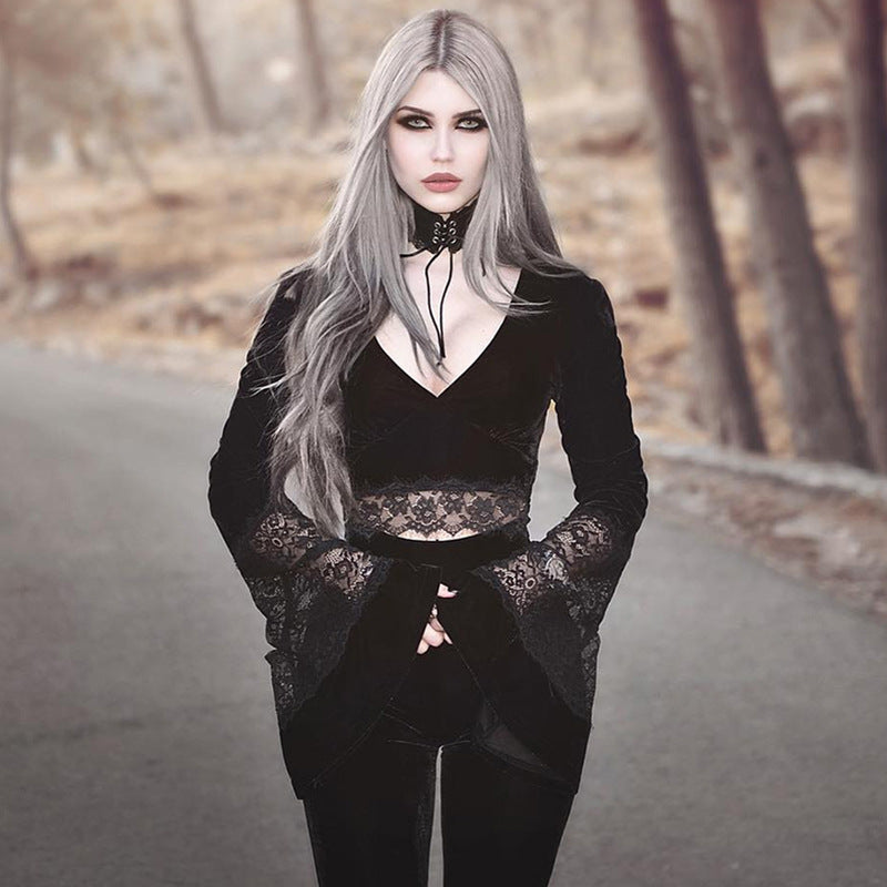 Dark Angel Lace-Edge Crop Top