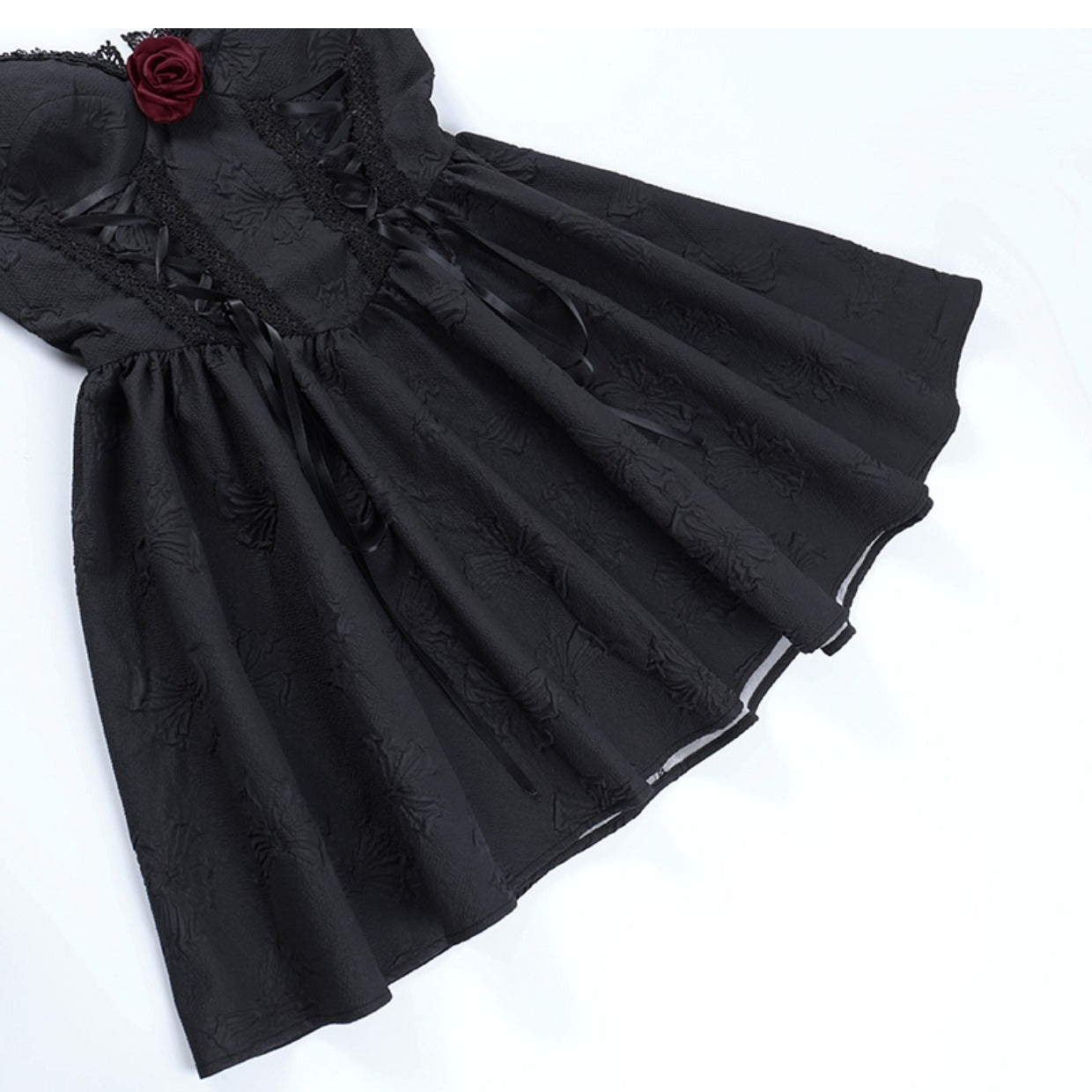 Vampire Rose Jacquard Gothic Slip Dress