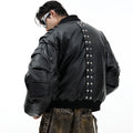 Thick Padded PU Leather Bomber Jacket