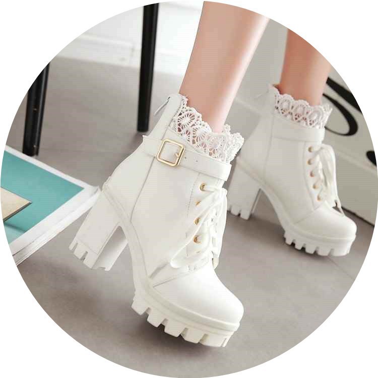 Black Lace-Up Stomp Boots