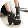 Black Lace-Up Stomp Boots