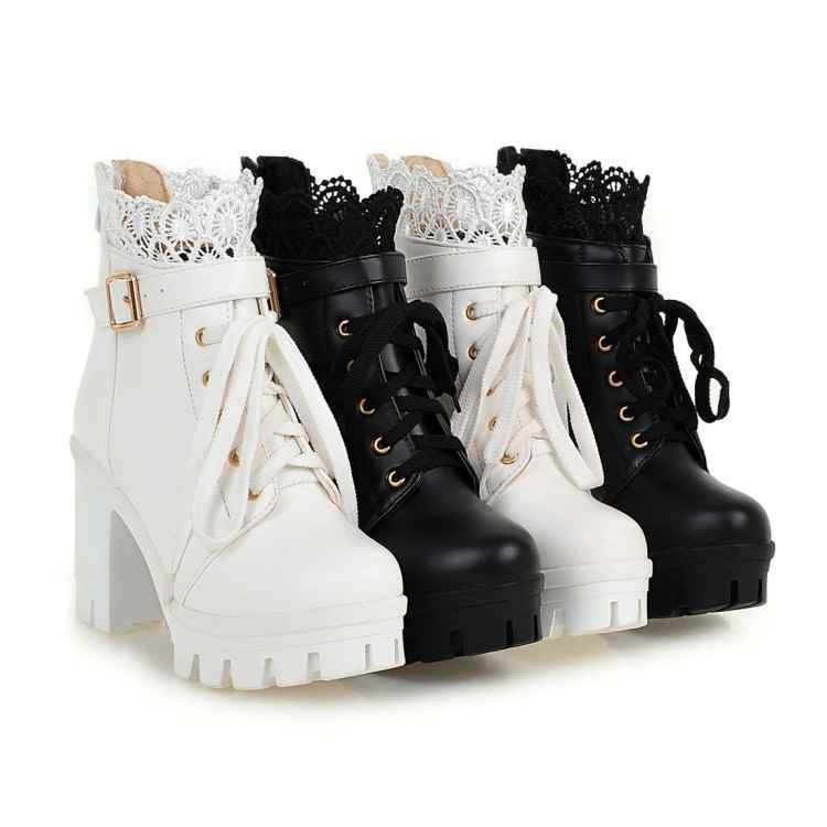 Black Lace-Up Stomp Boots