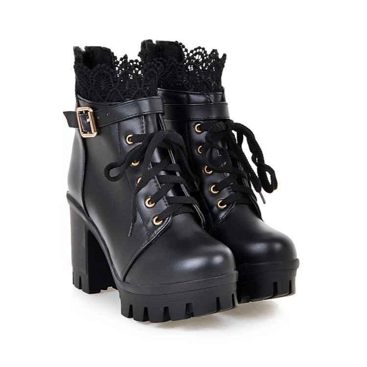 Black Lace-Up Stomp Boots