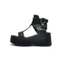 Moto Rivet Platform Wedge Sandals