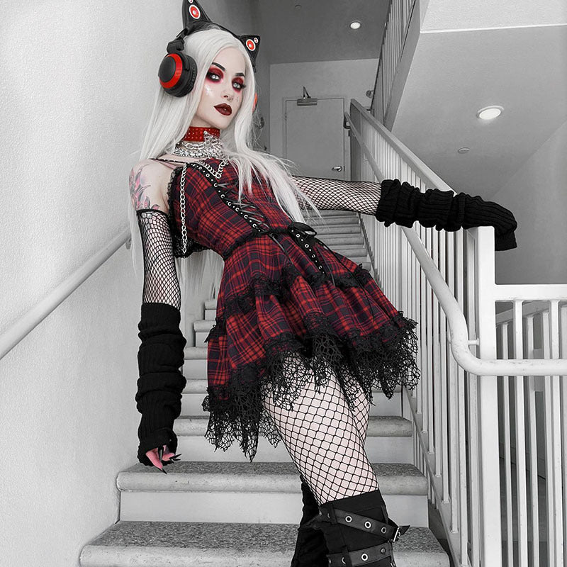 Alt-Girl Millennium Plaid Suspender Dress