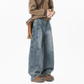 Vintage Washed Loose Barrel Denim Jeans