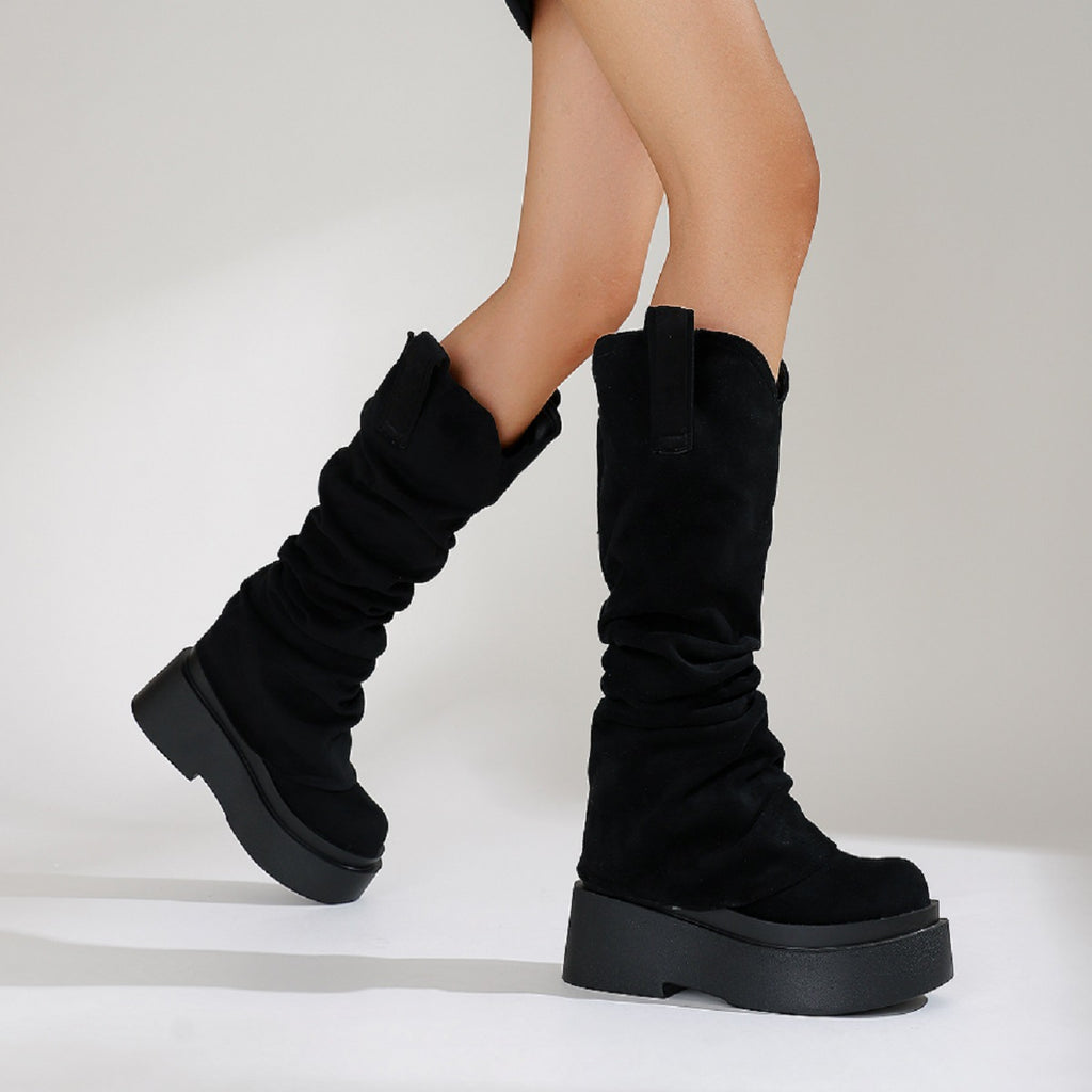 Luxe Faux Suede Platform Boots