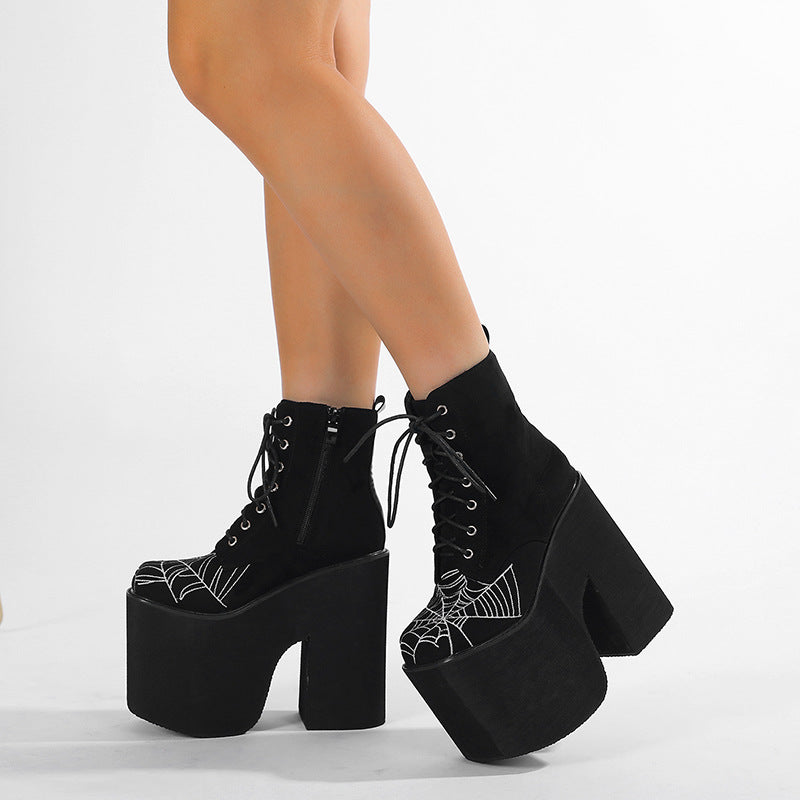 Ultra-High Heel Gothic Spiderweb Boots