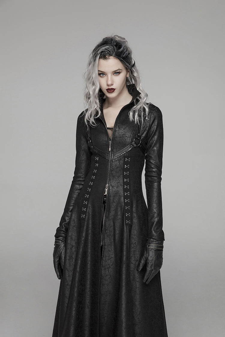 Dystopian Rocker Cracked Leather Jacket