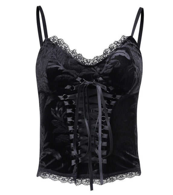 Y2K Gothic Lace Trim Retro Blouse