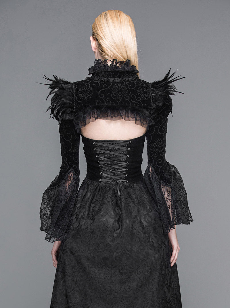 Gothic Steampunk Lotus Sleeve Feather Shawl