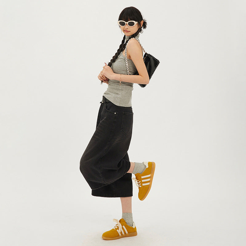 Everyday Retro High-Waist Wide-Leg Crop Pants