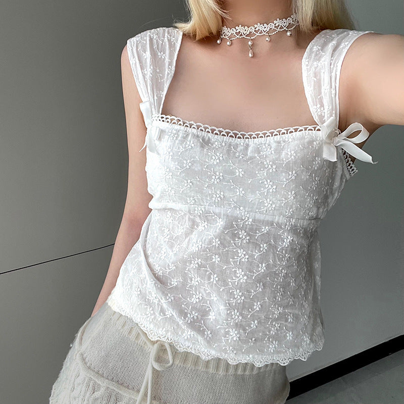 Soft Jacquard Bandage Bow Blouse