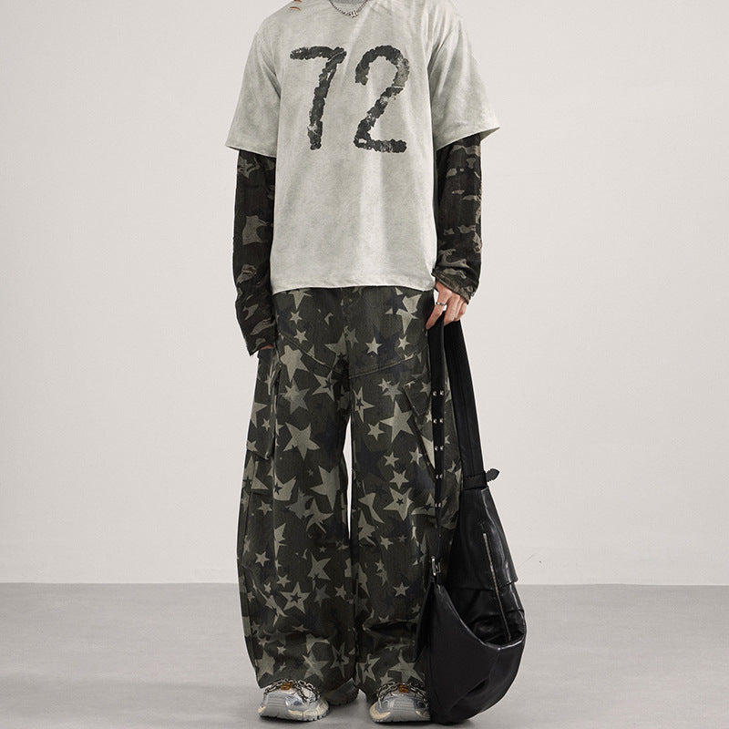 Retro Hip-Hop Star Graphic Print Trousers