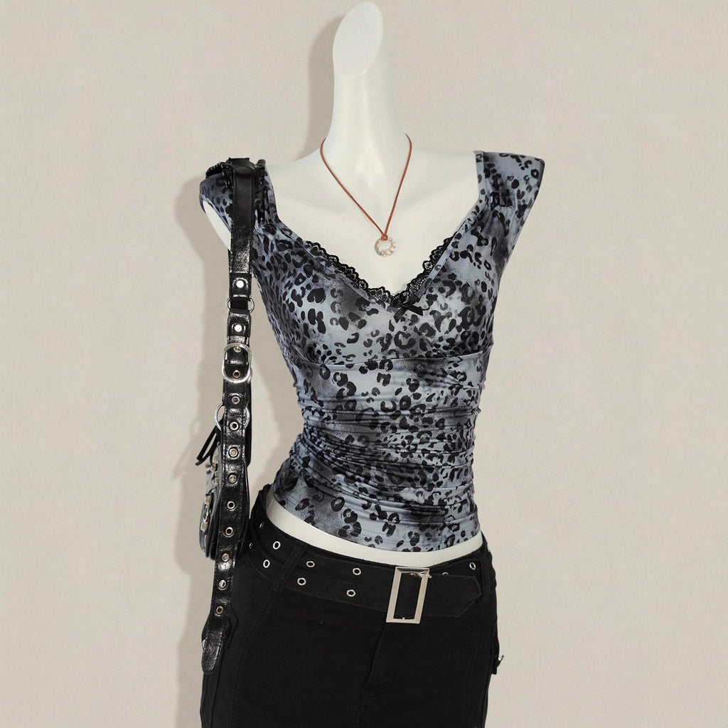 Y2K Slim-Fit Lace Detail Top