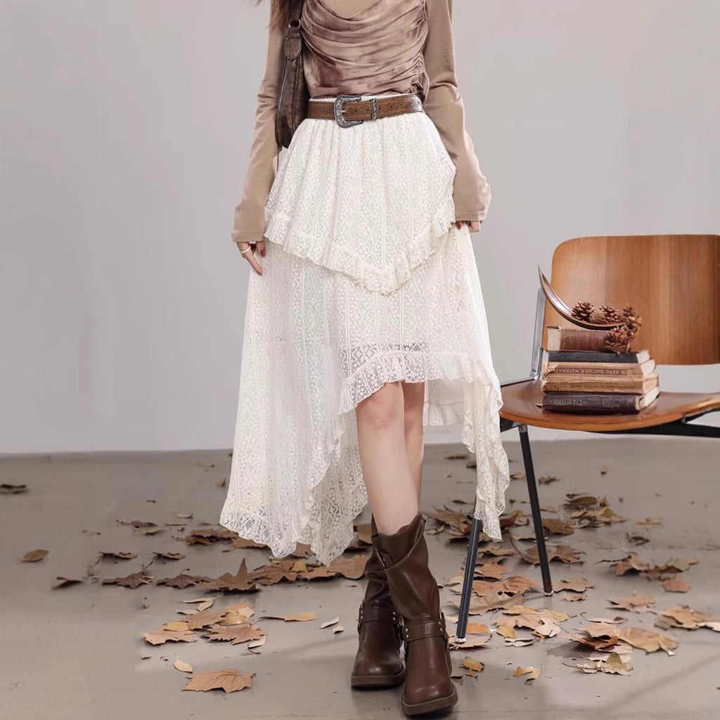 Avant-Garde Hollowed Asymmetrical Skirt