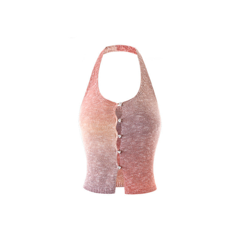Kawaii Color Pop Matel Silk Halter Top