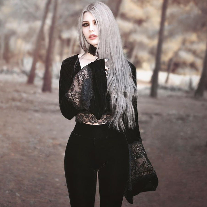Dark Angel Lace-Edge Crop Top