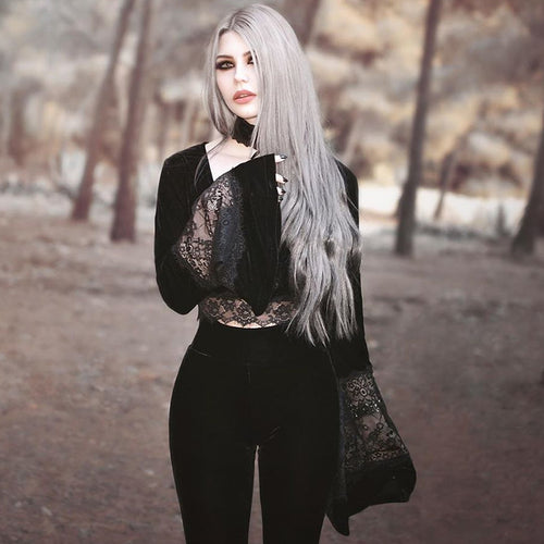Dark Angel Lace-Edge Crop Top