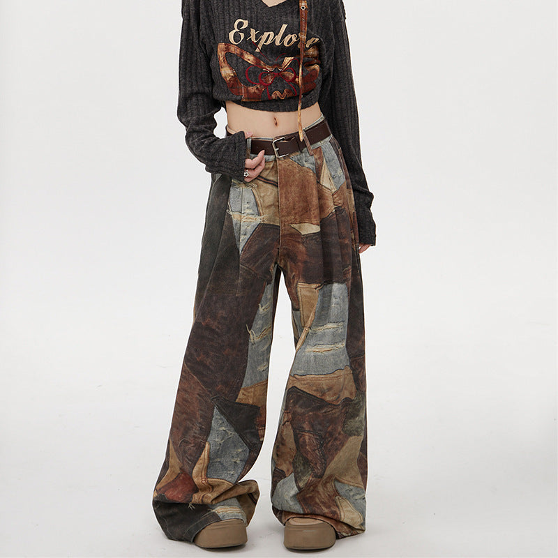Y2K Vintage Print Wide-Leg Pants
