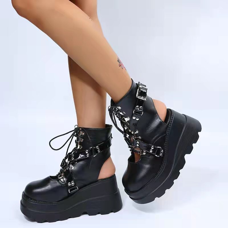 Urban Gothic Matte Platform Cutout Boots