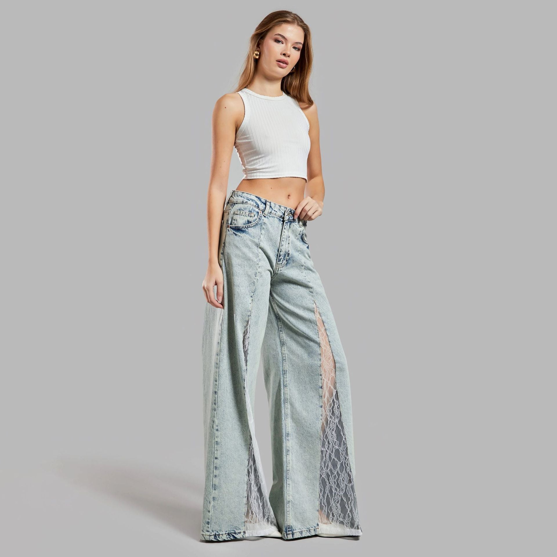 Street Cowgirl Lace-Stitch Jeans
