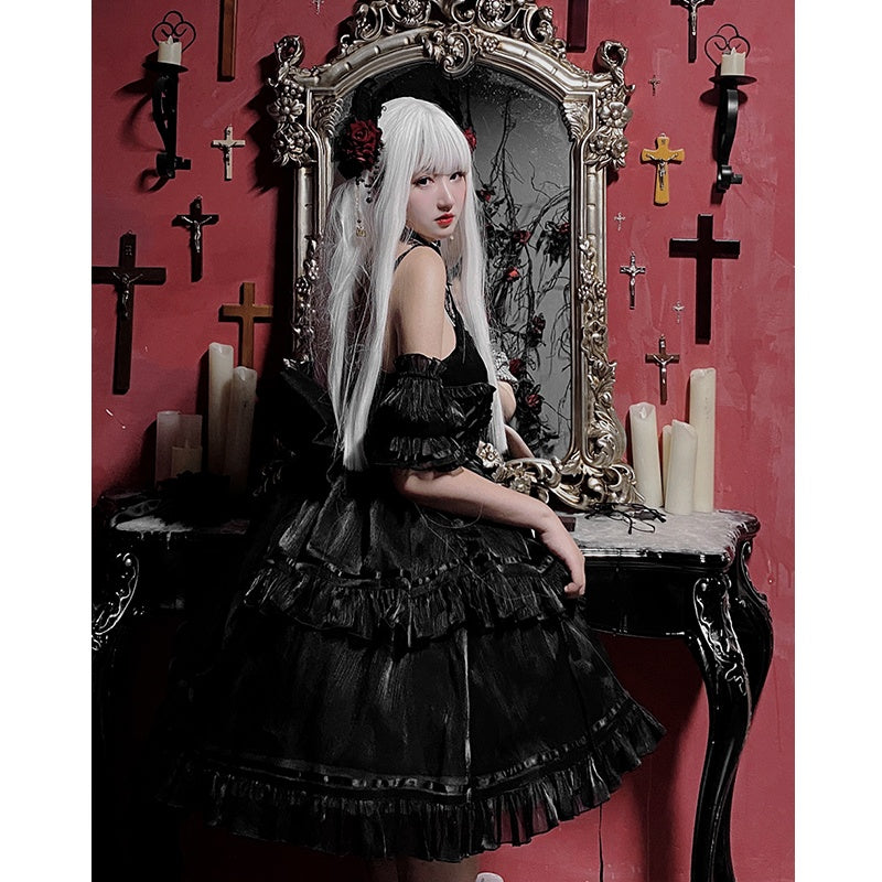 Dark Sweetheart Harajuku Cosplay Spliced Mini Dress