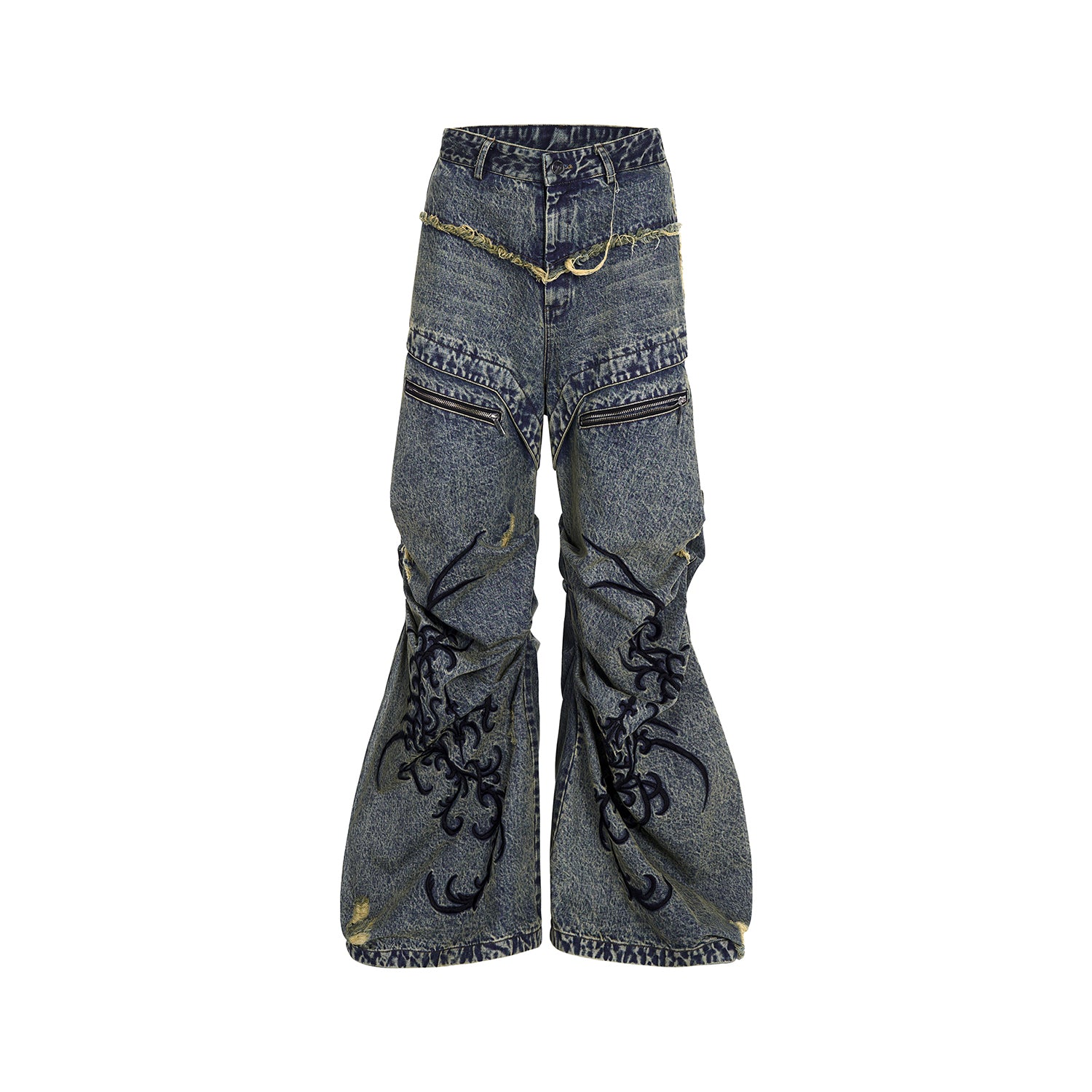 Y2K Ruched Extra-Long Wide-Leg Jeans