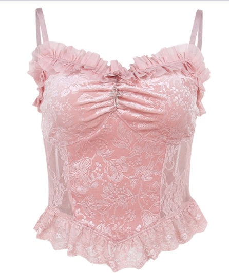 Romantic Lace Edge Corset Top