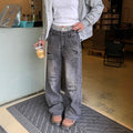 Grunge Washed Double-Waist Denim