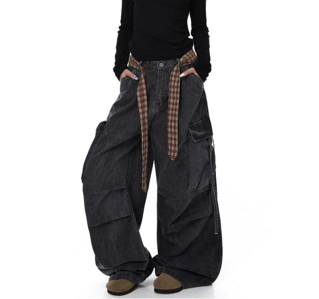 Graveyard Belted Wide-Leg Trousers