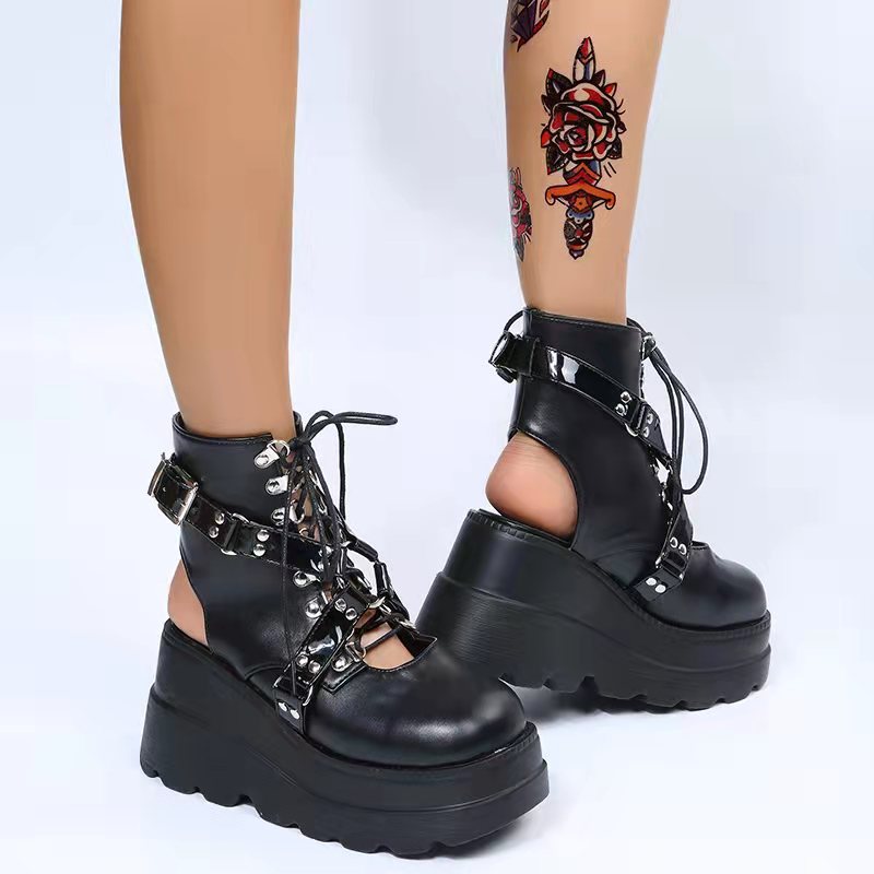 Urban Gothic Matte Platform Cutout Boots