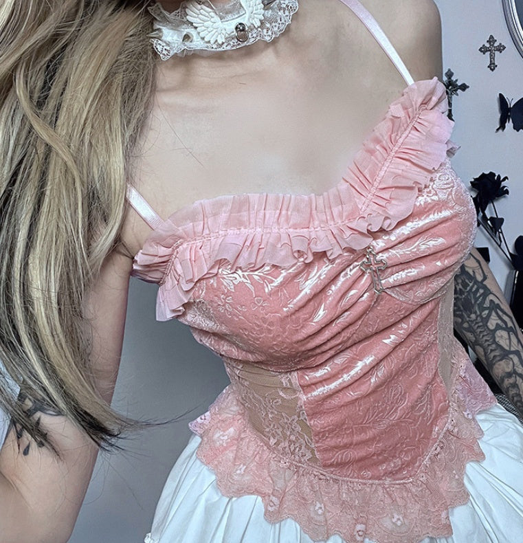 Romantic Lace Edge Corset Top