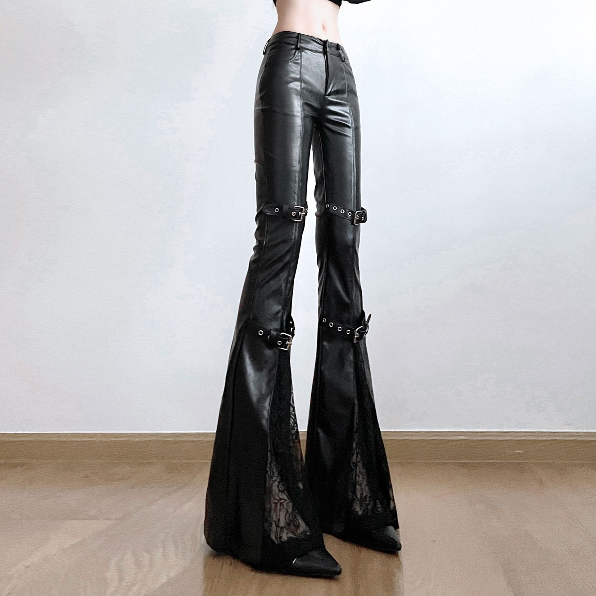 Leather & Lace Flared Statement Pants