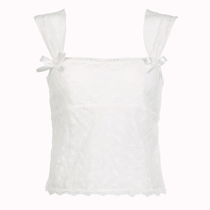 Soft Jacquard Bandage Bow Blouse