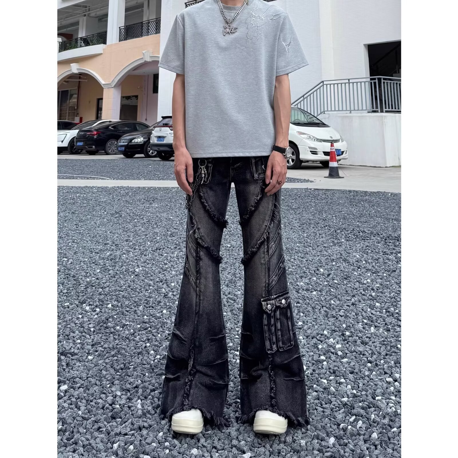 Statement Colorblock Slim Flare Denim