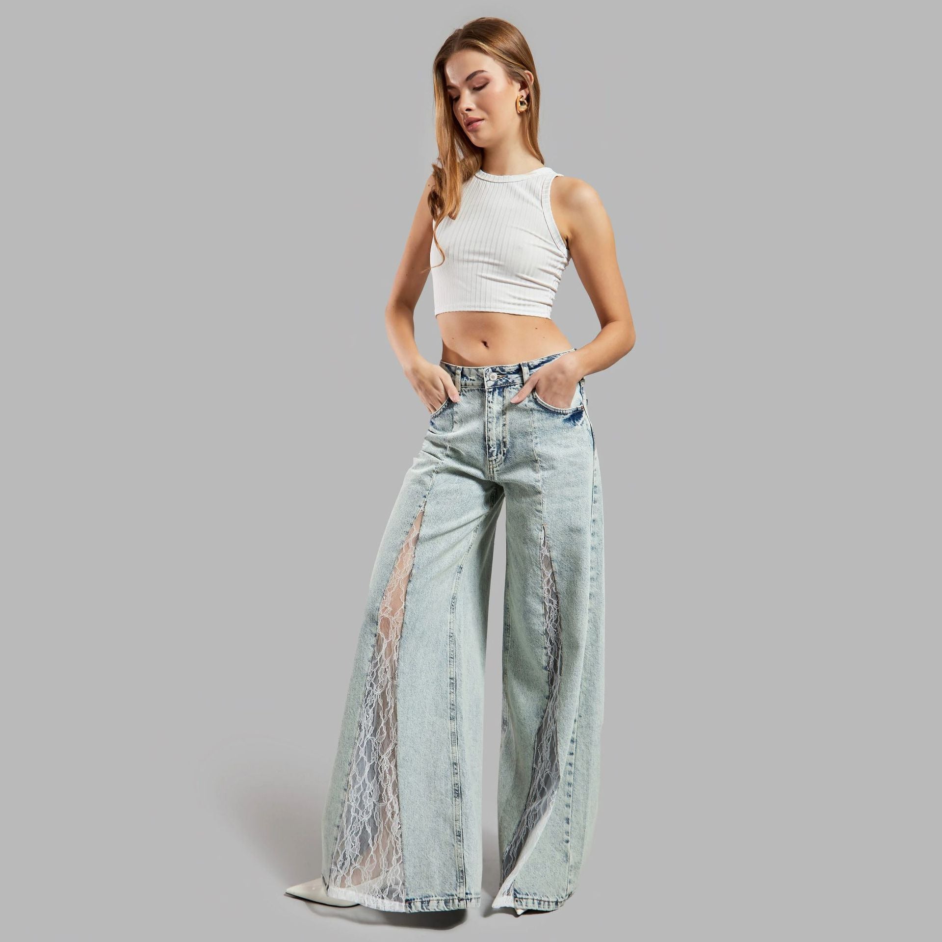 Street Cowgirl Lace-Stitch Jeans