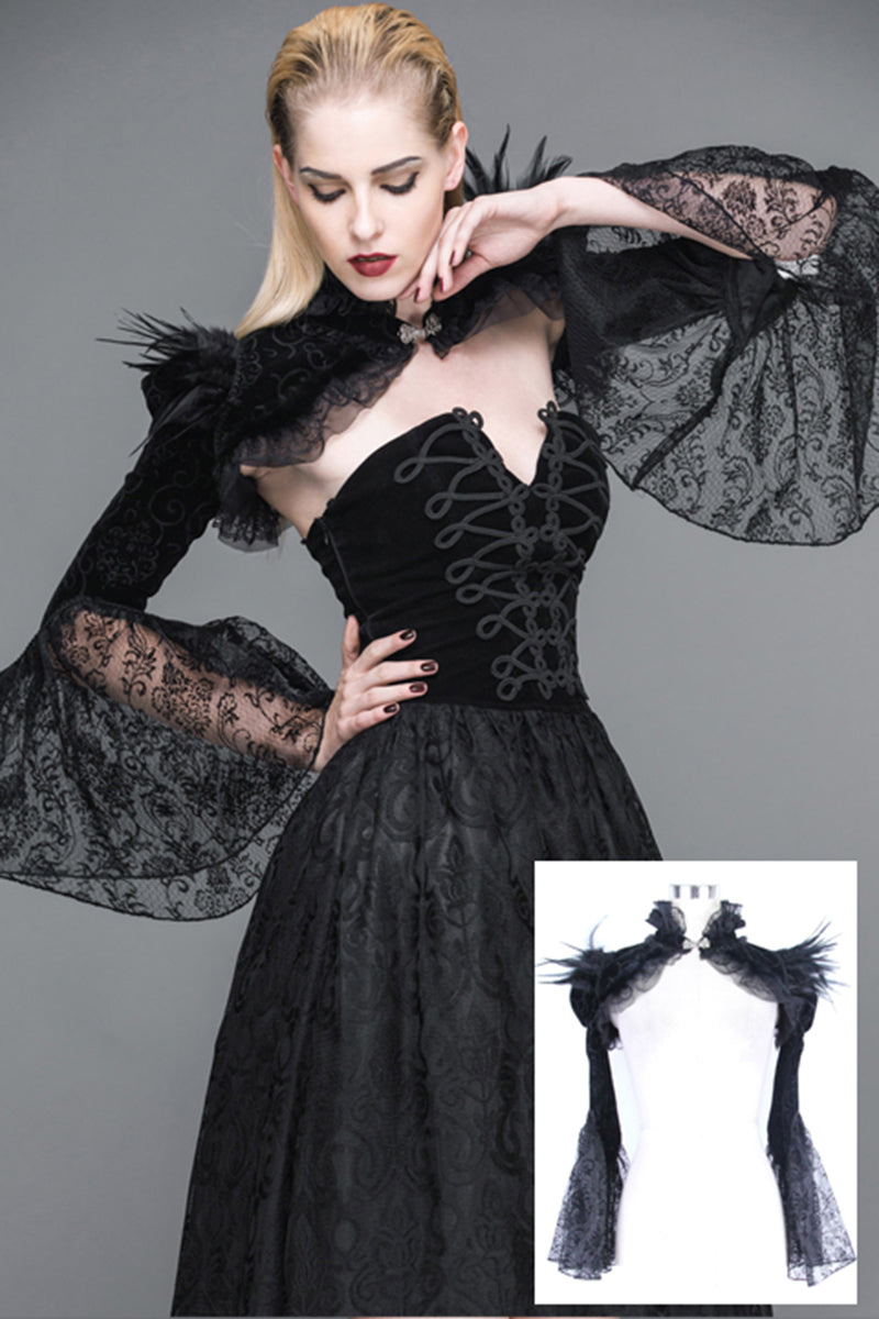 Gothic Steampunk Lotus Sleeve Feather Shawl