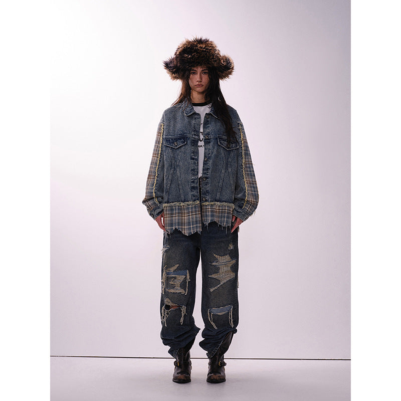 Street Rebel Striped Patch Denim Jacket