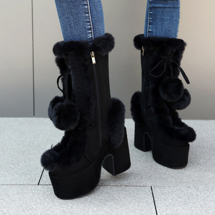 Tokyo Gyaru Furry Mid-Cut Boots