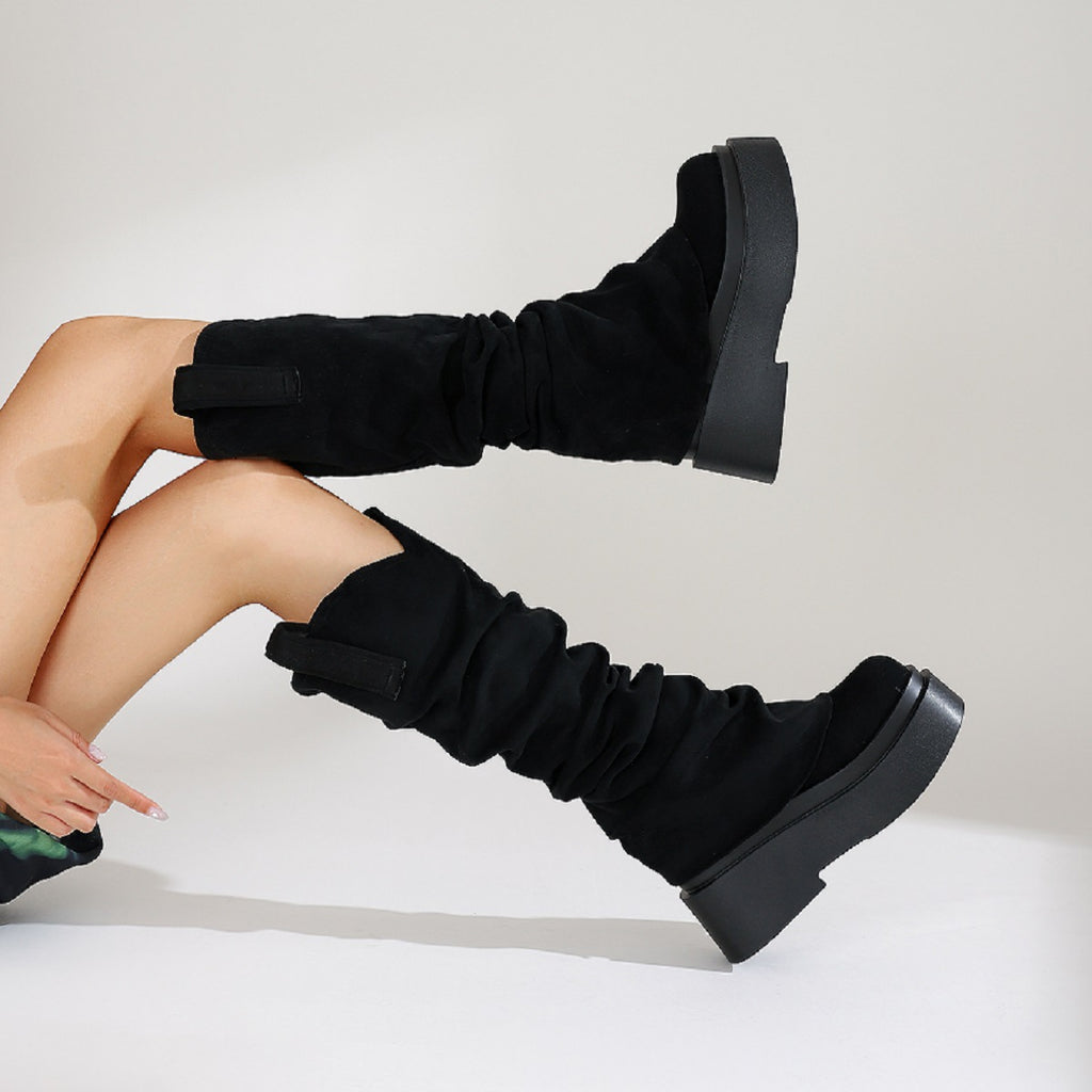 Luxe Faux Suede Platform Boots